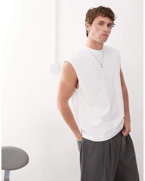 Weekday T-Shirt Oversize Senza Maniche Bianca - Bianco