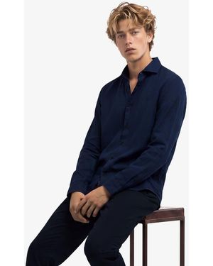 Superdry Riviera Long Sleeve Linen Shirt - Blue