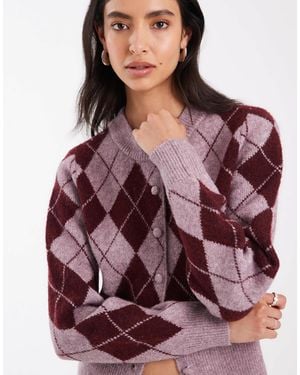 Vero Moda Cropped Knitted Cardigan - Purple