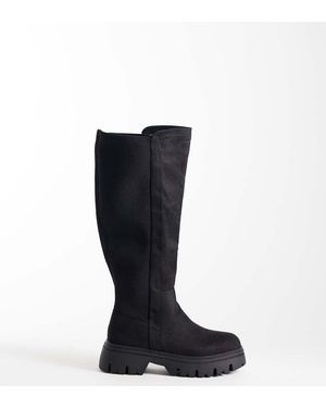 SEQWL Wide Fit Twirl Chunky Kniehoge Laarzen - Zwart