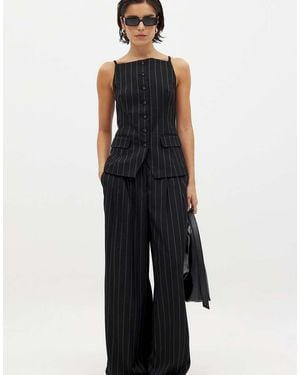 NA-KD Wide Leg High Waist Loose Trouser - Black
