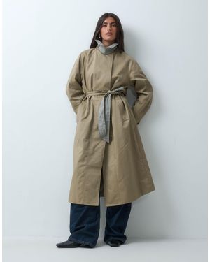 ASOS Longline Cape Detail Trench With Check Liner - Natural