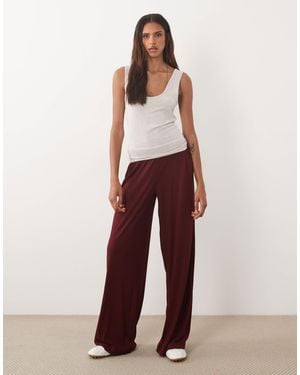 ASOS Asos Design Tall Lounge Ribbed Mix & Match Wide Leg Pyjama Bottoms - Red