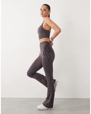 4505 Soft Touch Kick Flare Yoga Legging With Tie Waist Detail - Natural