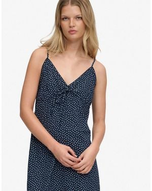 Superdry – strukturiertes camisole-kleid aus webstoff - Blau