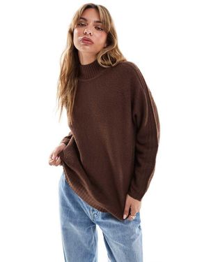 Threadbare Jersey Oscuro Extragrande Con Cuello Alto De - Marrón
