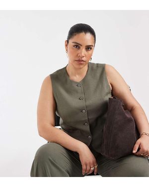 ONLY Linen Blend Waistcoat Co-ord - Green