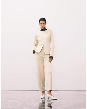 4th & Reckless Faux Suede Seam Front Detail Balloon Leg Pants Co-ord - Natural