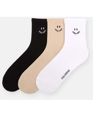 Pull&Bear Pack Of 3 Pairs Of Face Socks - Multicolour