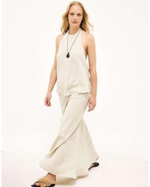 NA-KD Linen Lyocell Blend A Line Maxi Skirt - Natural