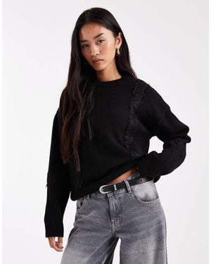 ASOS – flauschiger strickpullover - Schwarz