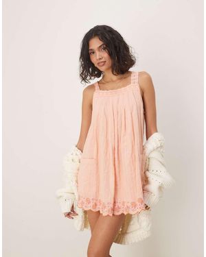 Free People Latecia Smocking Detail Babydoll Mini Dress - Pink