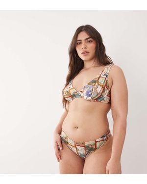 ASOS Asos Design Curve Posey Ibiza High Leg Cheeky Bikini Bottom - Natural