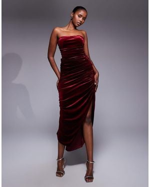 TFNC London Ruched Bandeau Dress - Purple