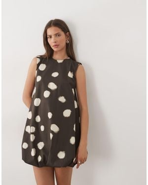 ASOS Vestido Mini Sin Mangas Con Bajo Abullonado Y-Multi - Blanco