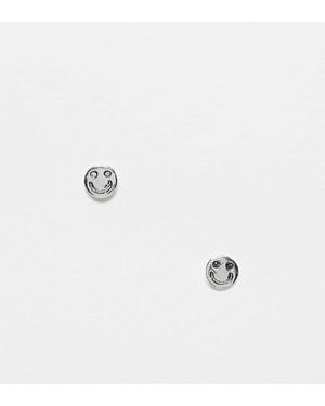 Kingsley Ryan Sterling Happy Face Stud Earrings - White