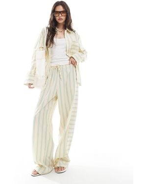 ASOS Oversized Cotton Poplin Barrel Leg jogger With Contrast Stripe Panel - White