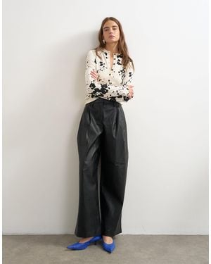 TOPSHOP Gestricktes henley-oberteil mit animal-print und transparenz - Weiß