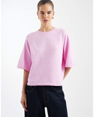 ONLY Boxy Knitted Short Sleeve Top - Purple