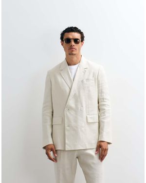 Mango Boston Linen Mix Double Breasted Blazer Co-ord - White