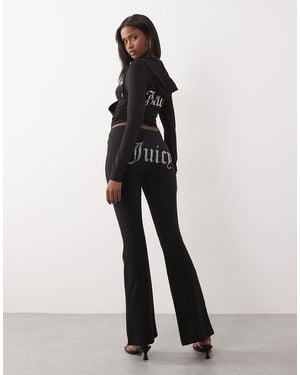 Juicy Couture Diamante Logo Detail Low Rise Flared joggers Co-ord - Black
