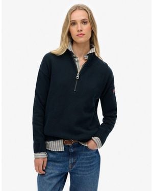 Superdry – lässig geschnittener strickpullover - Blau