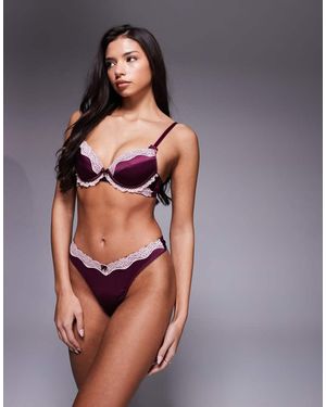 Boux Avenue Gretta Satin And Lace French Frill Lingerie Thong - Red