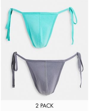 ASOS 2 Pack Tie Side Thong - Blue