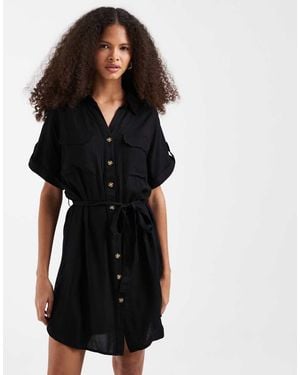 Vero Moda Mini Shirt Dress With Pockets - Black