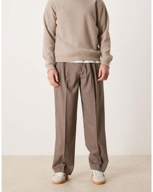 ASOS Smart Flannel Wide Leg Trousers - Natural