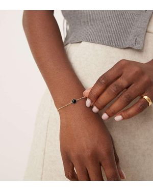 Daisy London 18K Vergulde Armband Van Sterling Zilver Met Zwarte Onyx Steen - Bruin