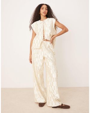 Vrg Grl Enni Plisse Wide Leg Trousers - Natural