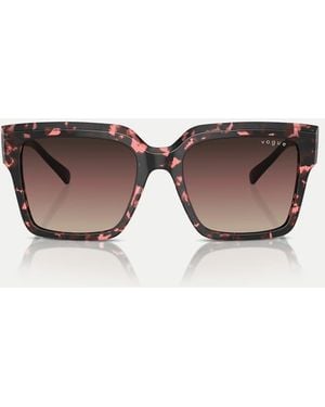 Vogue Occhiali Da Sole Squadrati Rossi Tartarugati Con Lenti Marroni - Marrone