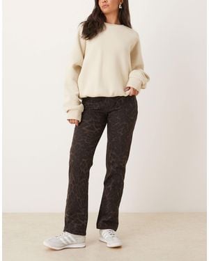Abercrombie & Fitch Curve Love Mid Rise Straight Jeans - Natural