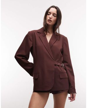 Collusion Blazer Oversize Color Cioccolato Con Fibbia - Viola