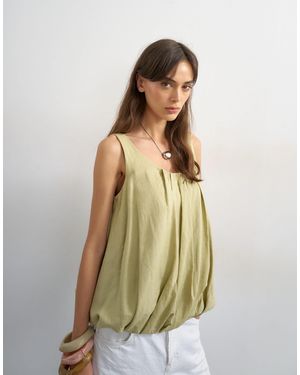 TOPSHOP – camisole zum hineinschlüpfen mit hohem leinenanteil - Grün