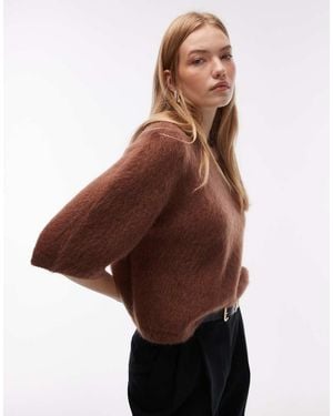 & Other Stories Mohair And Wool Mix Short Sleeved Boxy Jumper - Brown