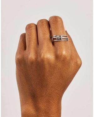 CERNUCCI Triple Row Multi Link Polished & Iced Ring- 8Mm - Brown