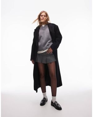 TOPSHOP Minigonna A Pieghe Grigia A Spina Di Pesce - Bianco