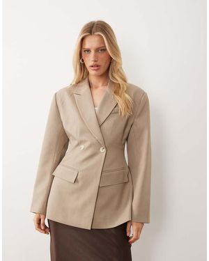 Gina Tricot Shaped Blazer With Padded Shoulders - Natural