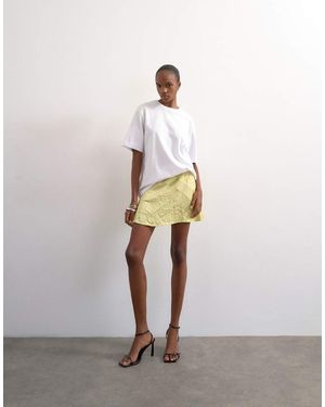TOPSHOP Mixed Fabric Satin Flippy Mini Skirt - White