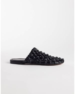 Bronx Ann-aya Woven Flat Mules - Black