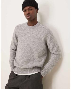 SELECTED Crew Neck Fluffy Alpaca Knitted Jumper - Grey