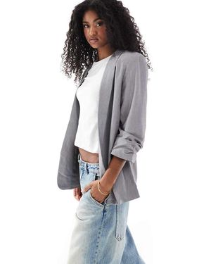 Pieces Ruched Sleeve Blazer - Blue