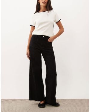 Mango Jessie 100% Cotton Wide Leg Pocket Detail Jean - Black