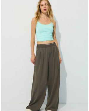 Stradivarius Palazzo jogger Trousers With Elastic Waistband - Green