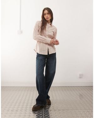 Collusion Shirred Long Sleeve Shirt - Natural