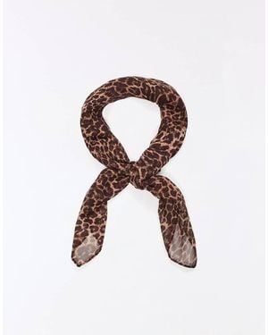 Bershka Animal Print Scarf - Brown