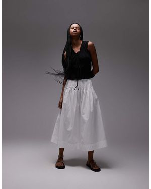 ARKET Falda Larga Blanca Con Detalle De Pliegues Y Cintura Entallada De -Negro - Gris