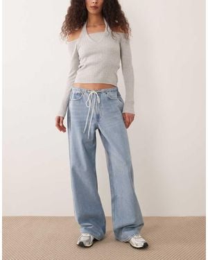 Abercrombie & Fitch baggy Fit Jean With Drawstring Waist Detail - Blue